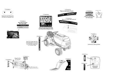 Label Map Diagram and Parts List for 13AN775S345 2020 Yard Machines Lawn Tractor